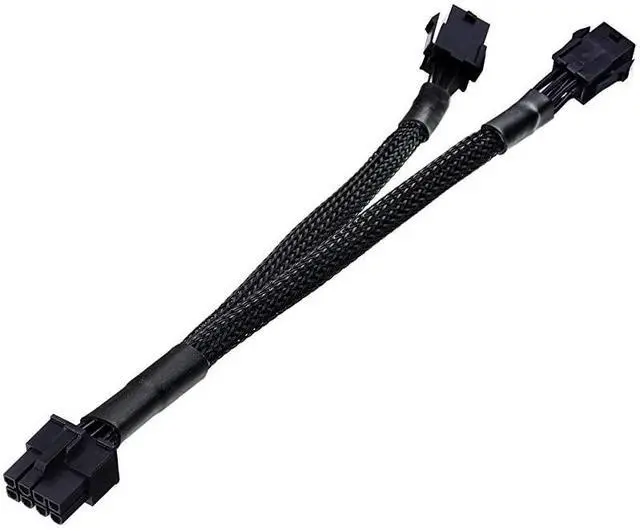Main image of WRIARICH Dual 6 Pin Female to 8 Pin Male GPU Power Adapter Cable Braided Sleeved 9 inches