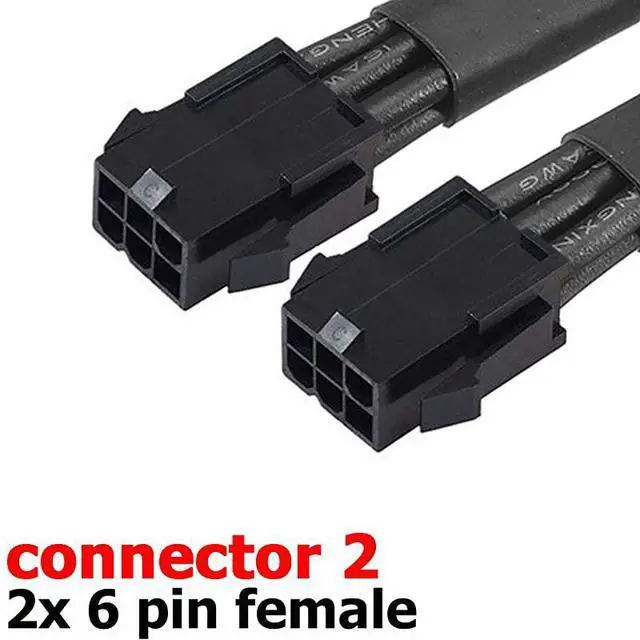 Alt view image 3 of 4 - WRIARICH Dual 6 Pin Female to 8 Pin Male GPU Power Adapter Cable Braided Sleeved 9 inches