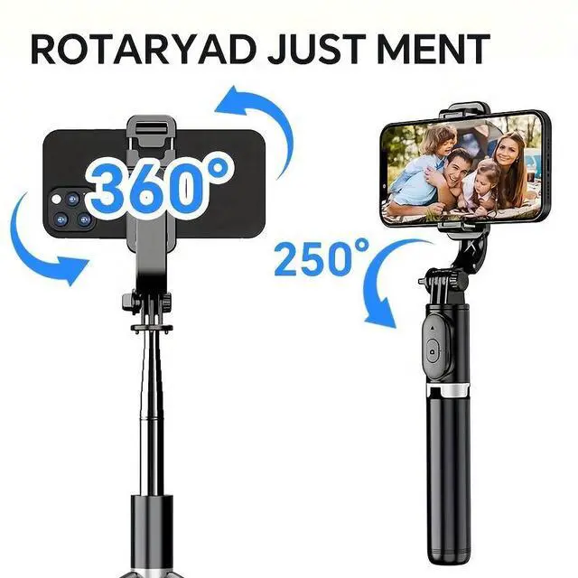 Main image of 40" Extendable Selfie Stick Tripod with Wireless Remote, 360° Rotatable Stabilizer Stand for Phone, Vlog Live Streaming, Compatible with iPhone & Android