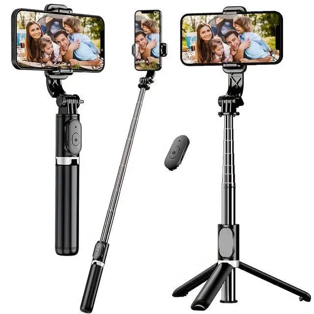 Alt view image 4 of 7 - 40" Extendable Selfie Stick Tripod with Wireless Remote, 360° Rotatable Stabilizer Stand for Phone, Vlog Live Streaming, Compatible with iPhone & Android