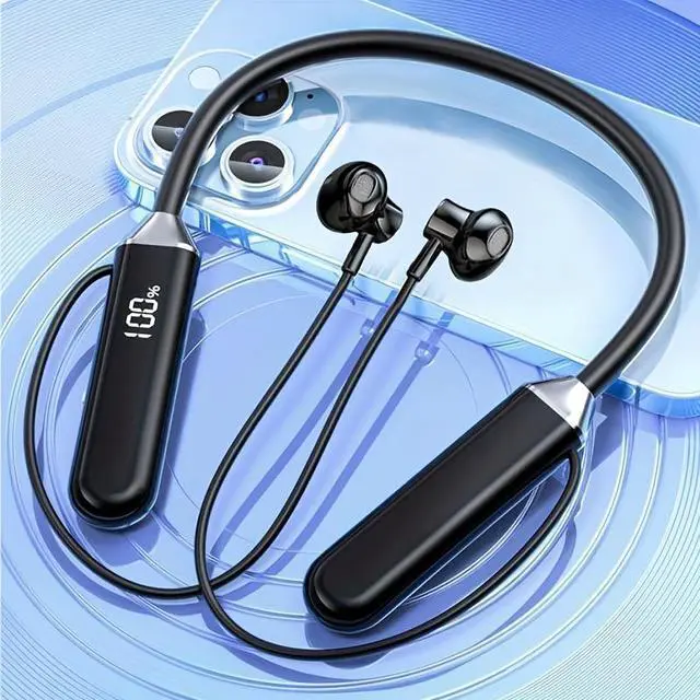 Alt view image 4 of 7 - Digital Display Wireless Headset New Sports Noise-Canceling Neck Hanging Ultra-Long Standby Headset