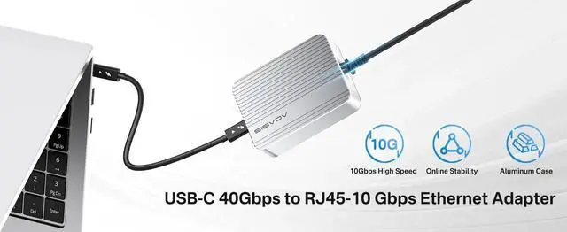 Alt view image 7 of 7 - Acasis 10Gbps USB-C Ethernet Adapter for USB4 | MacBook/Mac Studio/PC/Lactop | 10000Mbps RJ45 LAN Card
