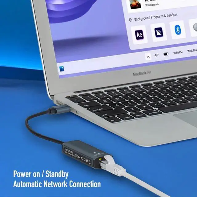 Alt view image 6 of 7 - 5000Mbps USB C Network Card 5Gbps High Speed Wired Adapter USB3.0 Type-C to RJ45 Ethernet Converter HUB For MacBook Notebook PC