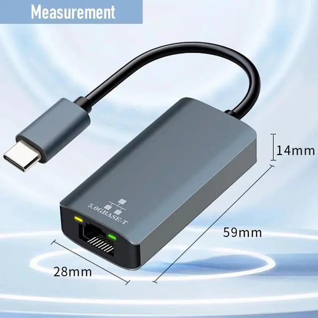 Alt view image 7 of 7 - 5000Mbps USB C Network Card 5Gbps High Speed Wired Adapter USB3.0 Type-C to RJ45 Ethernet Converter HUB For MacBook Notebook PC