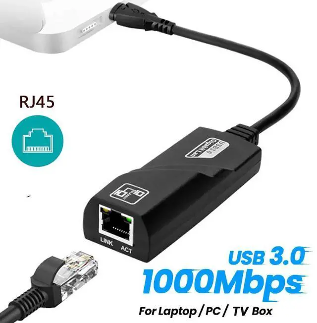 Main image of 10/100/1000Mbps USB 3.0 Wired Network Card USB to RJ45 Type C to RJ45 LAN Ethernet Adapter for PC Macbook Windows Laptop Game