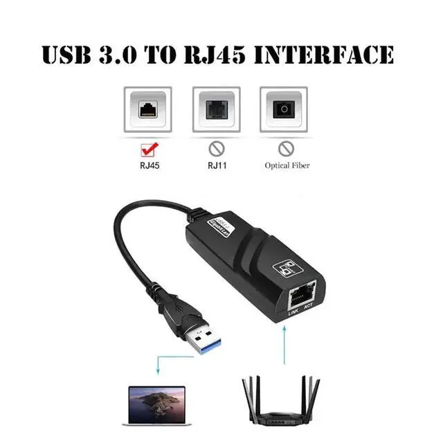 Alt view image 4 of 7 - 10/100/1000Mbps USB 3.0 Wired Type C to RJ45 Lan Ethernet Adapter RTL8188 Network Card For Macbook Windows 7/8/10/OS/XP Laptop