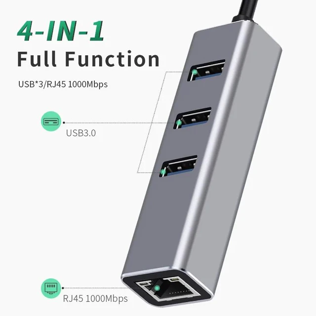 Alt view image 2 of 7 - Silver Ethernet Adapter RTL8153 1000Mbps RJ45 to USB 3.0 Network Card for MacBook Laptop Computer USB3E-8153 USB 3.0 Gigabit USB3E-8102-Silver-56BVU