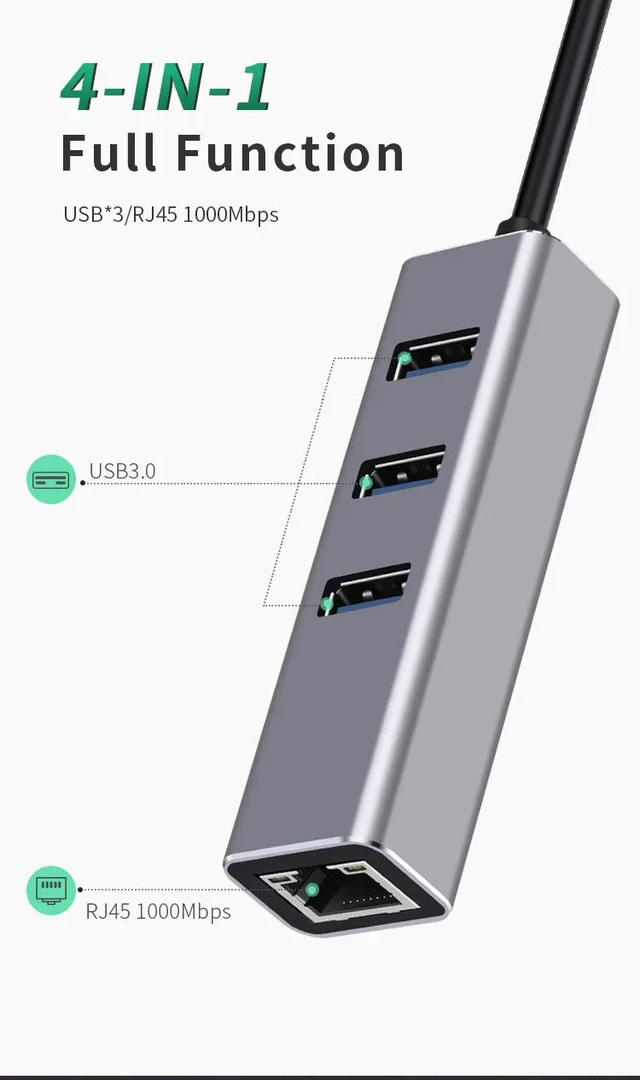 Alt view image 7 of 7 - Silver Ethernet Adapter RTL8153 1000Mbps RJ45 to USB 3.0 Network Card for MacBook Laptop Computer USB3E-8153 USB 3.0 Gigabit USB3E-8102-Silver-56BVU