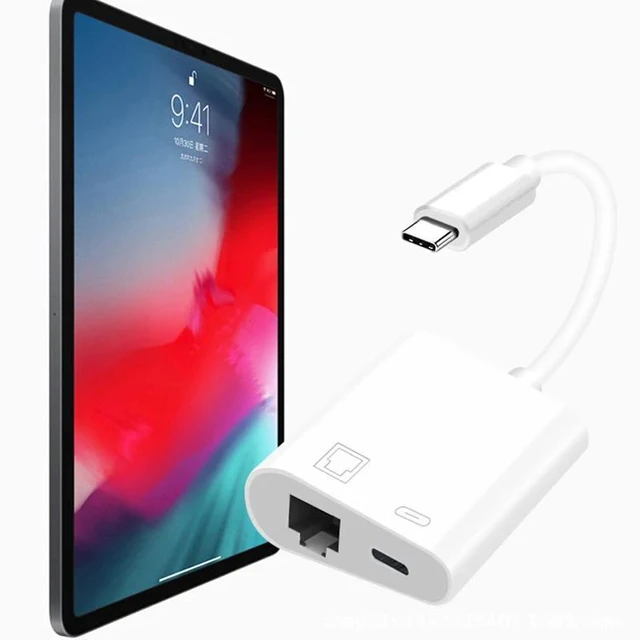 Alt view image 2 of 6 - WHITE Type-C to RJ45 Ethernet Adapter 100M Network Card with 60W PD Charging for Phones Laptops Tablets Stable NTCARD-AB12-WHITE-BJW5F
