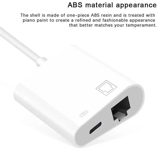 Alt view image 6 of 6 - WHITE Type-C to RJ45 Ethernet Adapter 100M Network Card with 60W PD Charging for Phones Laptops Tablets Stable NTCARD-AB12-WHITE-BJW5F