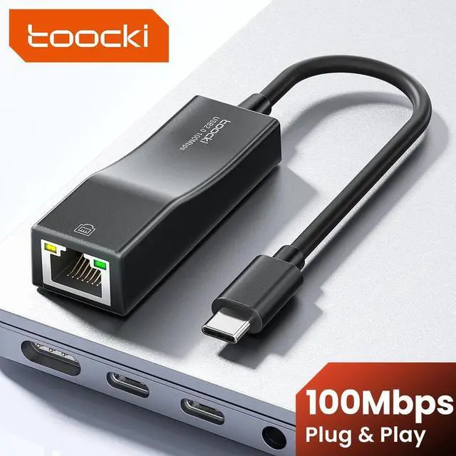 Main image of Toocki USB 2.0/Type-C Ethernet Adapter Bicolor LED Indicator 100Mbps RJ45 Lan Network Card for Win 11/10 Mac iPad OS Driver Free