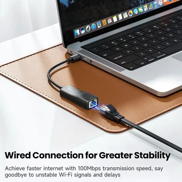 Alt view image 5 of 7 - Toocki USB 2.0/Type-C Ethernet Adapter Bicolor LED Indicator 100Mbps RJ45 Lan Network Card for Win 11/10 Mac iPad OS Driver Free