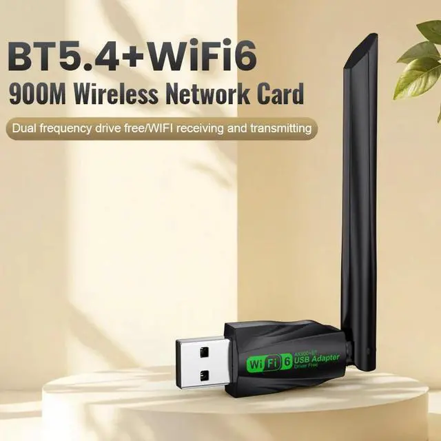 Alt view image 2 of 7 - WiFi 6 Wireless Network Card 900M BT5.4 Dual Band 2.4G&5GHz USB 3.0 High-Speed Wifi Adapter Driver Free For Desktop Laptop
