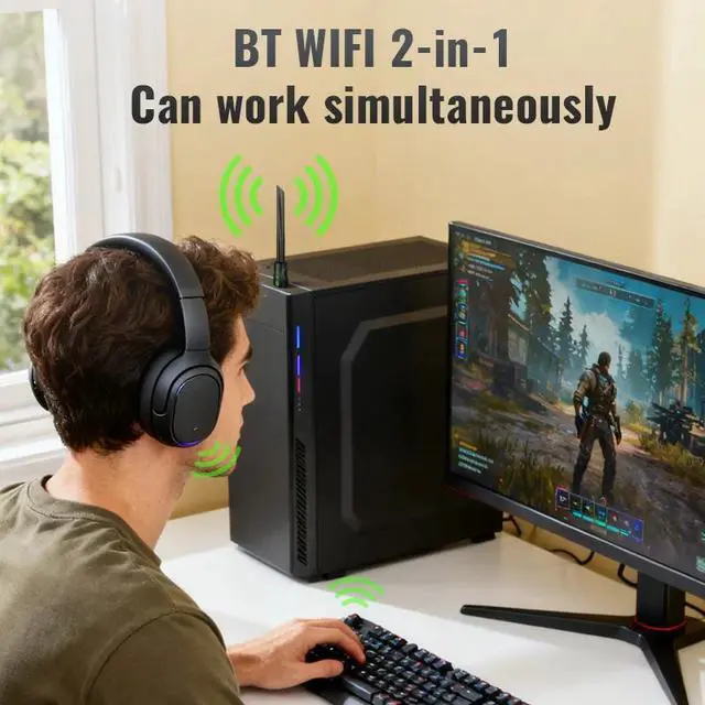 Alt view image 3 of 7 - WiFi 6 Wireless Network Card 900M BT5.4 Dual Band 2.4G&5GHz USB 3.0 High-Speed Wifi Adapter Driver Free For Desktop Laptop