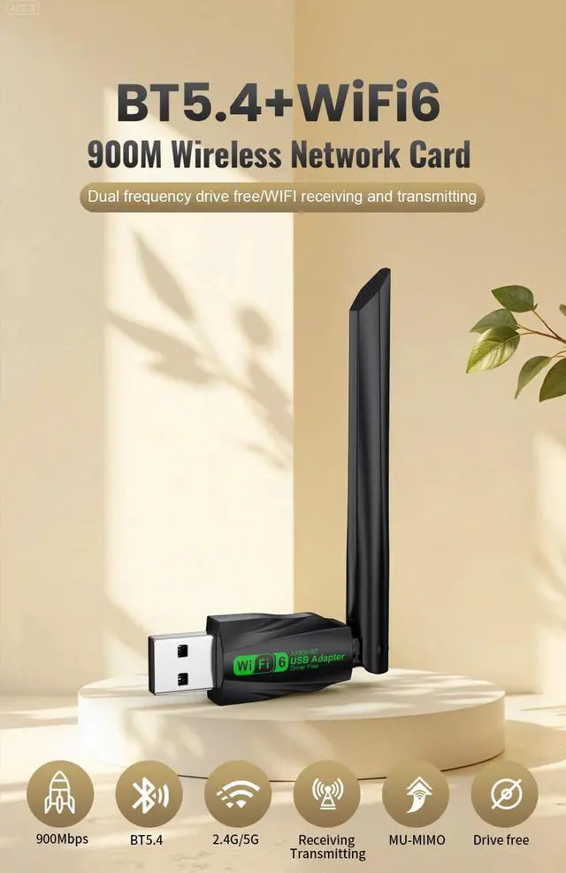 Alt view image 6 of 7 - WiFi 6 Wireless Network Card 900M BT5.4 Dual Band 2.4G&5GHz USB 3.0 High-Speed Wifi Adapter Driver Free For Desktop Laptop