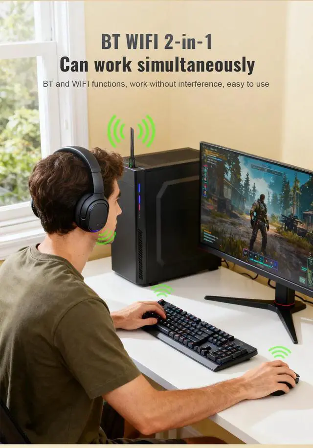 Alt view image 7 of 7 - WiFi 6 Wireless Network Card 900M BT5.4 Dual Band 2.4G&5GHz USB 3.0 High-Speed Wifi Adapter Driver Free For Desktop Laptop