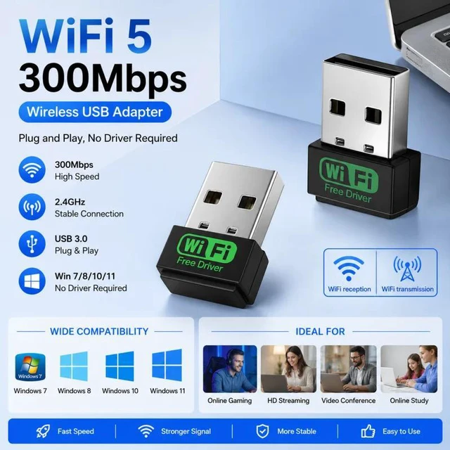 Alt view image 2 of 7 - Black AX1800 WiFi6 2-in-1 USB WiFi Bluetooth Adapter Dual Band 2.4G 5G for Windows 10/11 PC Laptop WIFI6BT-AX1800 WIFI6-AX01-black-5D4KH