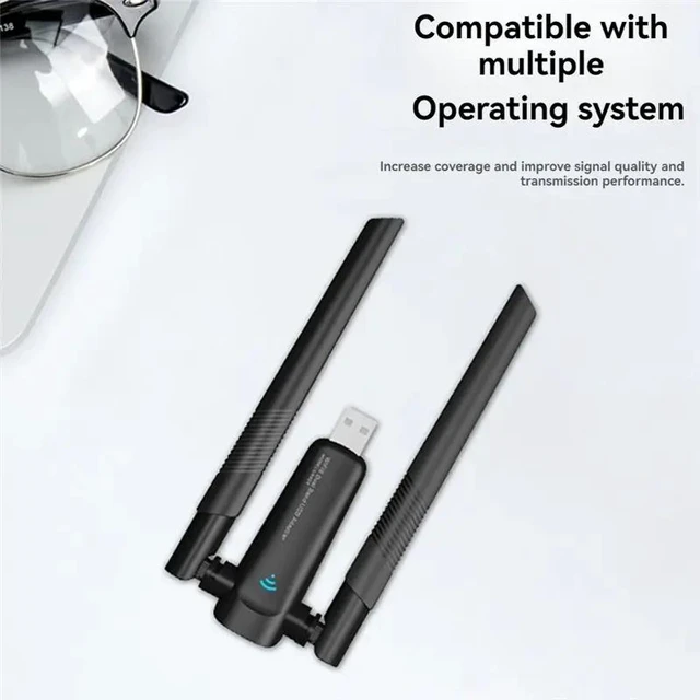 Alt view image 3 of 6 - Creamy White Wireless Network Card 1800Mbps Dual Band 5GHz 2.4GHz USB 3.0 High Gain Antenna for PC Laptop Desktop Creamy-white NWAD-WF01-creamywhite-YF2QR
