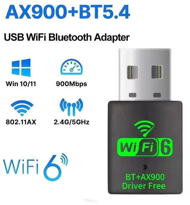 Main image of AX900 Wifi 6 Mini USB 2.0 Dongle Network Card BT 5.4 2in1 Transmitter Receiver Dongle For Win 10/11 PC Dual Band 2.4G/5Ghz