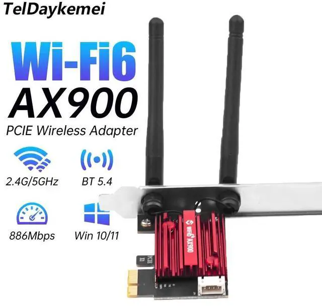 Main image of WiFi 6 AX900 Bluetooth 5.4 Network Card PCIeX1 Dual-Band Wireless 2.4G/5GHz 5.4 High Speed Antennas for Windows 10/11 Desktop PC