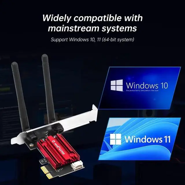 Alt view image 6 of 7 - WiFi 6 AX900 Bluetooth 5.4 Network Card PCIeX1 Dual-Band Wireless 2.4G/5GHz 5.4 High Speed Antennas for Windows 10/11 Desktop PC