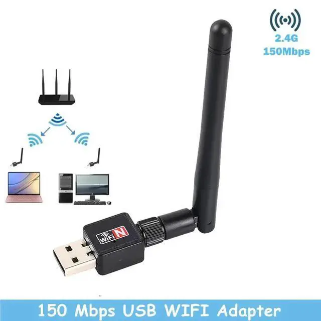 Alt view image 2 of 7 - USB WiFi Adapter 150Mbps 2.4GHz Antenna USB 802.11n/g/b Ethernet Wi-Fi dongle USB LAN Wireless Network Card PC WiFi Receiver