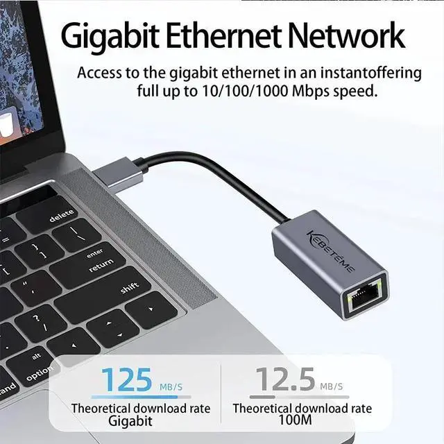 Alt view image 2 of 7 - KEBIDUMEI USB3.0 To RJ45 Gigabit Network Card 10/100/1000Mbps USB Ethernet Adapter For PC MacBook Win10 11 Wired LAN Adaptor