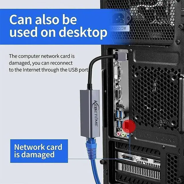 Alt view image 3 of 7 - KEBIDUMEI USB3.0 To RJ45 Gigabit Network Card 10/100/1000Mbps USB Ethernet Adapter For PC MacBook Win10 11 Wired LAN Adaptor