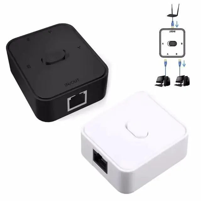 Main image of 2 Port Gigabit Network switch RJ45 Switch Network Splitter Cable Extender 1000mbps Selector Power Free 2 Way adapter Connector