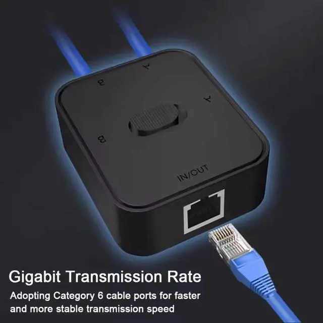Alt view image 2 of 7 - 2 Port Gigabit Network switch RJ45 Switch Network Splitter Cable Extender 1000mbps Selector Power Free 2 Way adapter Connector