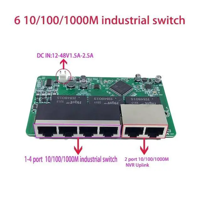 Alt view image 5 of 7 - 6 port 10/100/1000M 4 port 802.3AT/AF POE 48V with 2port uplink/nvr