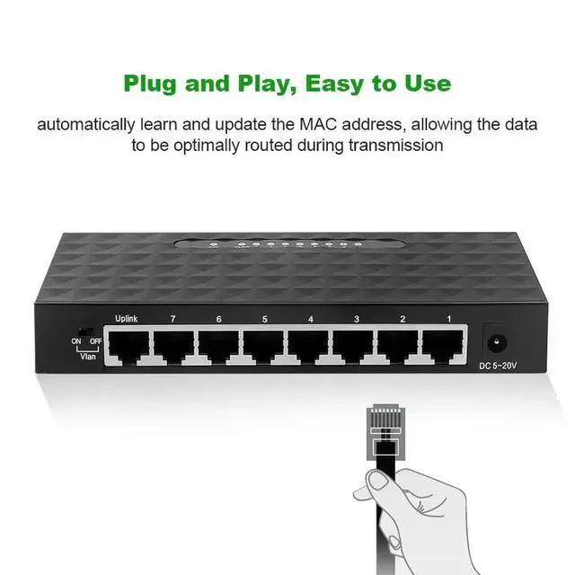 Alt view image 3 of 7 - 5/8 Port 1000Mbps Gigabit Network Switch Ethernet Smart Switcher High Performance RJ45 Hub Internet Splitter