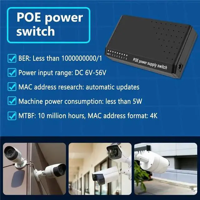 Alt view image 5 of 6 - X49A-8 Ports 6+2 POE Switch Injector Power Over RJ45 Ethernet Without Power Adapter Family Network System 10/100M For Cameras