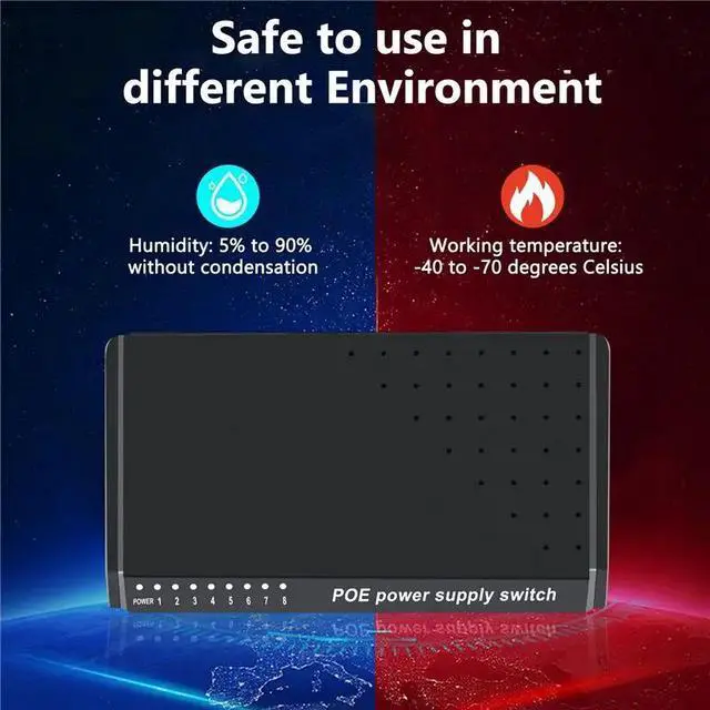Alt view image 6 of 6 - X49A-8 Ports 6+2 POE Switch Injector Power Over RJ45 Ethernet Without Power Adapter Family Network System 10/100M For Cameras