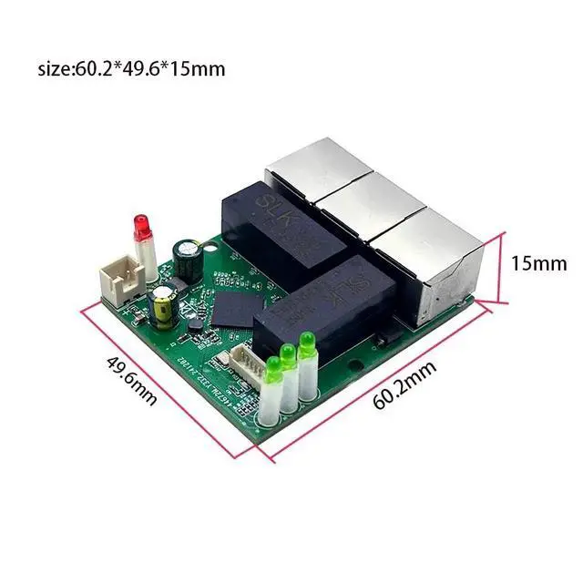 Alt view image 3 of 7 - 3/4port Gigabit switch module 5V-24V is PCBA board 3/4port 10/100/1000m contact port mini switch module din 4pin cable