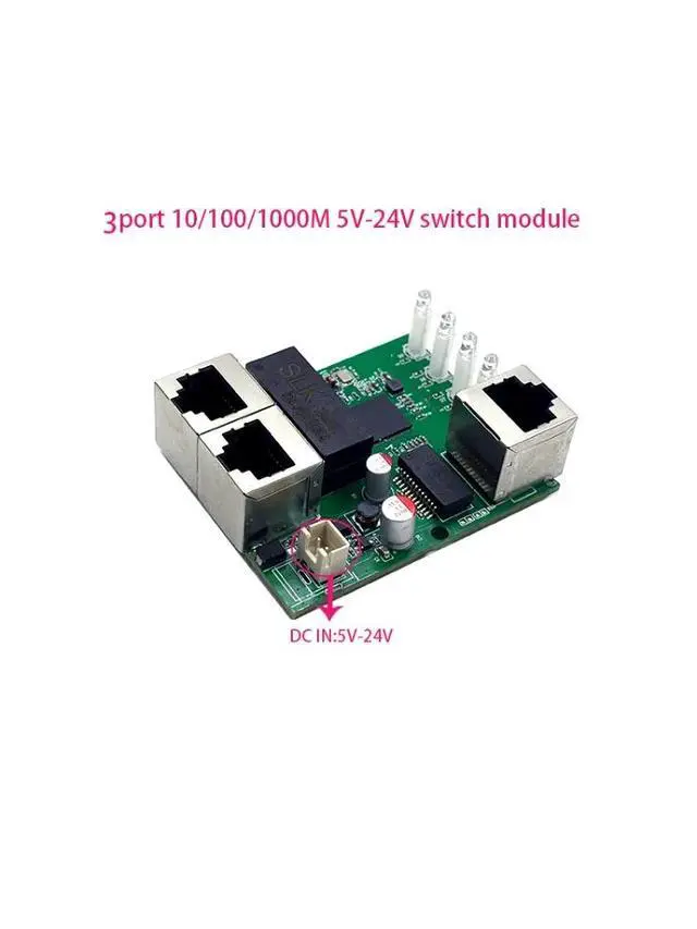 Alt view image 4 of 7 - 3/4port Gigabit switch module 5V-24V is PCBA board 3/4port 10/100/1000m contact port mini switch module din 4pin cable