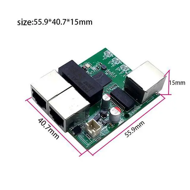 Alt view image 5 of 7 - 3/4port Gigabit switch module 5V-24V is PCBA board 3/4port 10/100/1000m contact port mini switch module din 4pin cable