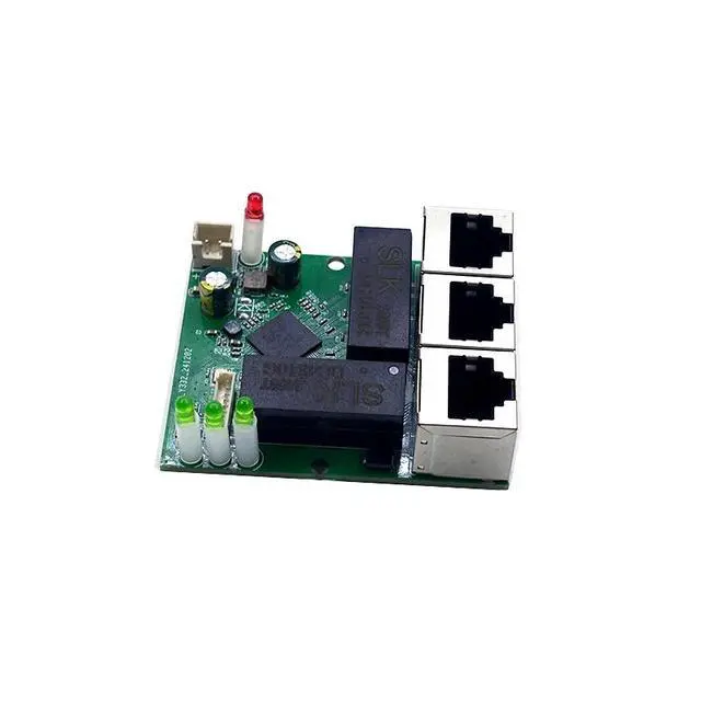 Alt view image 6 of 7 - 3/4port Gigabit switch module 5V-24V is PCBA board 3/4port 10/100/1000m contact port mini switch module din 4pin cable