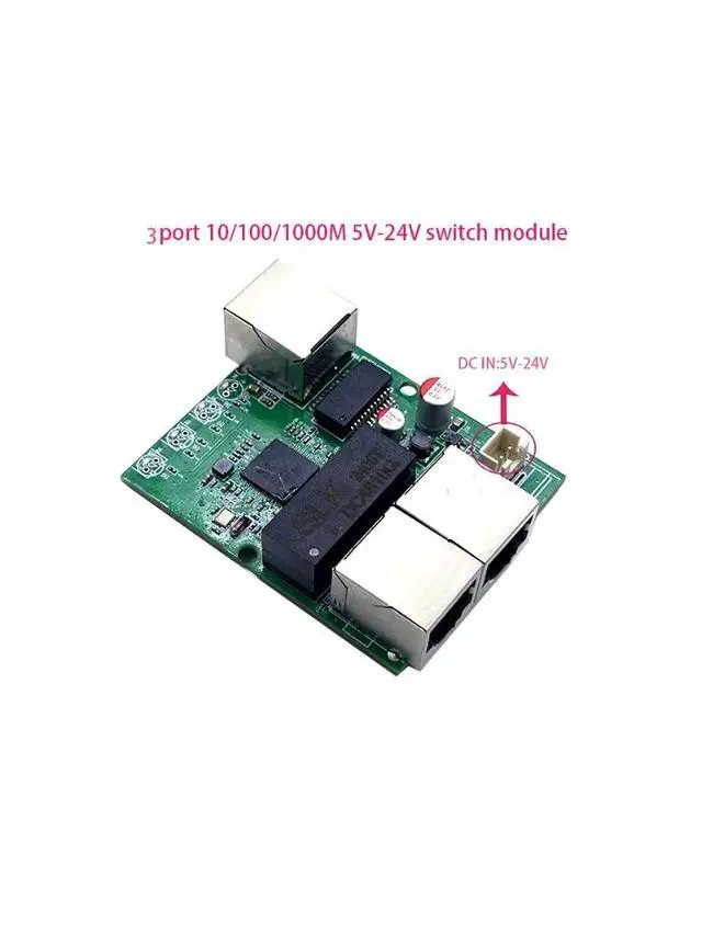 Alt view image 7 of 7 - 3/4port Gigabit switch module 5V-24V is PCBA board 3/4port 10/100/1000m contact port mini switch module din 4pin cable