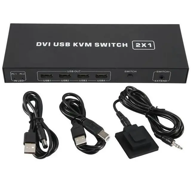 Alt view image 4 of 6 - X49A-DVI KVM Switch 2-In-1 4K Two Computers Shared USB Keyboard Mouse Print Monitor Multi-Function Switching Screen