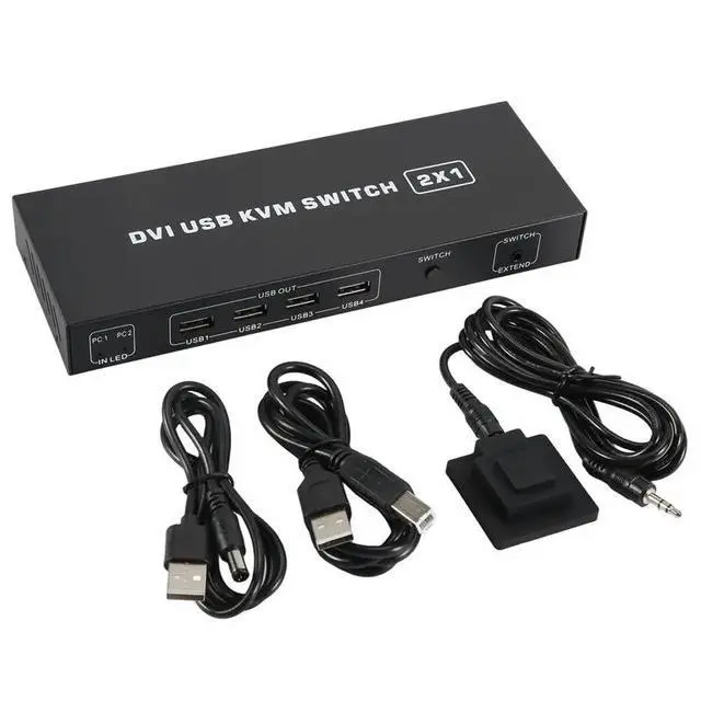 Alt view image 6 of 6 - X49A-DVI KVM Switch 2-In-1 4K Two Computers Shared USB Keyboard Mouse Print Monitor Multi-Function Switching Screen