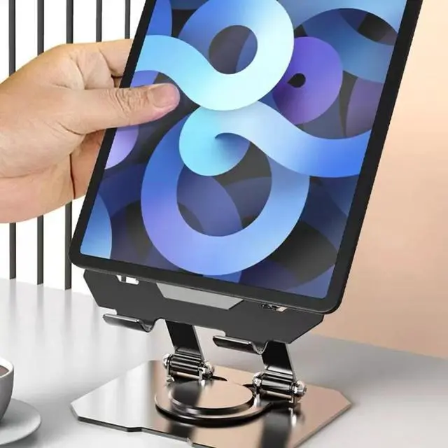 Alt view image 2 of 7 - Adjustable Tablet Stand 360 Degree Rotation Foldable Desktop Holder for 4.7 to 12 Inch Tablets and Laptops Olive