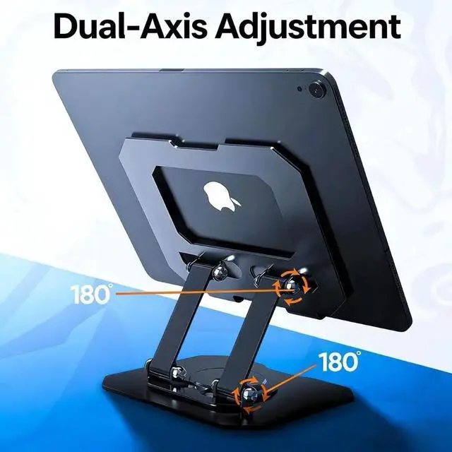 Alt view image 3 of 7 - Adjustable Tablet Stand 360 Degree Rotation Foldable Desktop Holder for 4.7 to 12 Inch Tablets and Laptops Olive