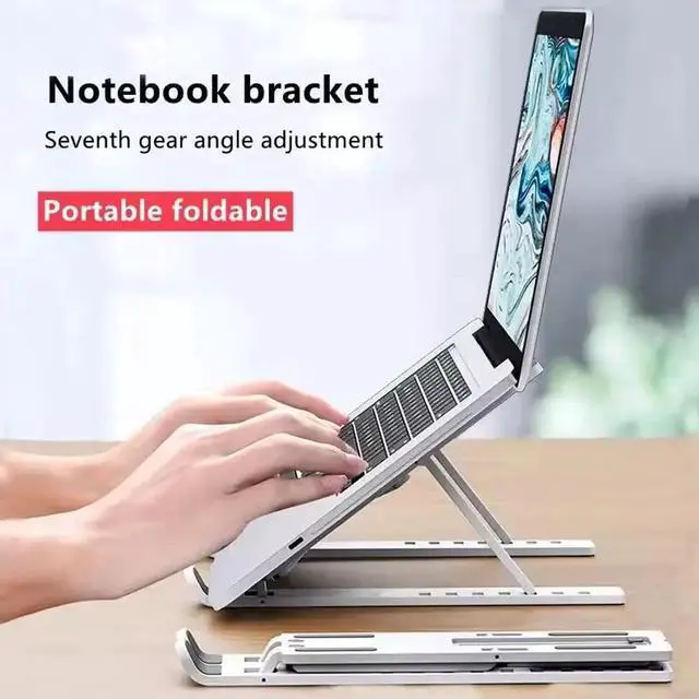 Main image of Laptop Stand with Foldable Design, Adjustable Height, Silicone Anti-Slip Base, Hollow Heat Dissipation for 10-17 Inch Notebooks green