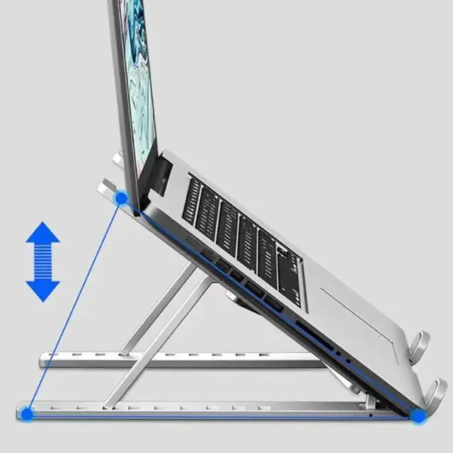 Alt view image 4 of 7 - Laptop Stand with Foldable Design, Adjustable Height, Silicone Anti-Slip Base, Hollow Heat Dissipation for 10-17 Inch Notebooks green