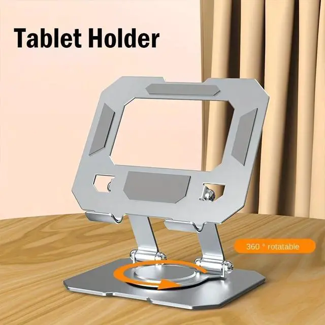 Alt view image 2 of 7 - Tablet Stand 360 Rotatable Foldable Desktop Holder Compatible With 4.7 to 12 Inch iPad Pro Air Mini Adjustable Viewing Cradle Laptop Olive TABL-ST01-Olive-AFDNR