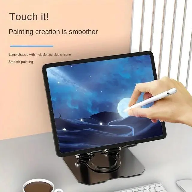 Alt view image 4 of 7 - Tablet Stand 360 Rotatable Foldable Desktop Holder Compatible With 4.7 to 12 Inch iPad Pro Air Mini Adjustable Viewing Cradle Laptop Olive TABL-ST01-Olive-AFDNR