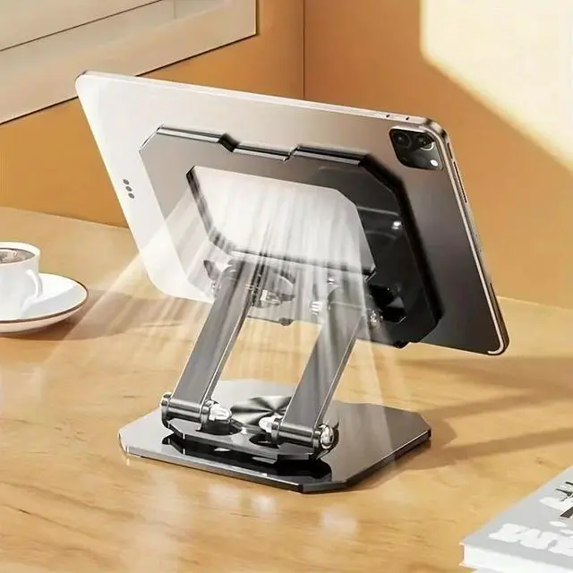 Alt view image 7 of 7 - Tablet Stand 360 Rotatable Foldable Desktop Holder Compatible With 4.7 to 12 Inch iPad Pro Air Mini Adjustable Viewing Cradle Laptop Olive TABL-ST01-Olive-AFDNR