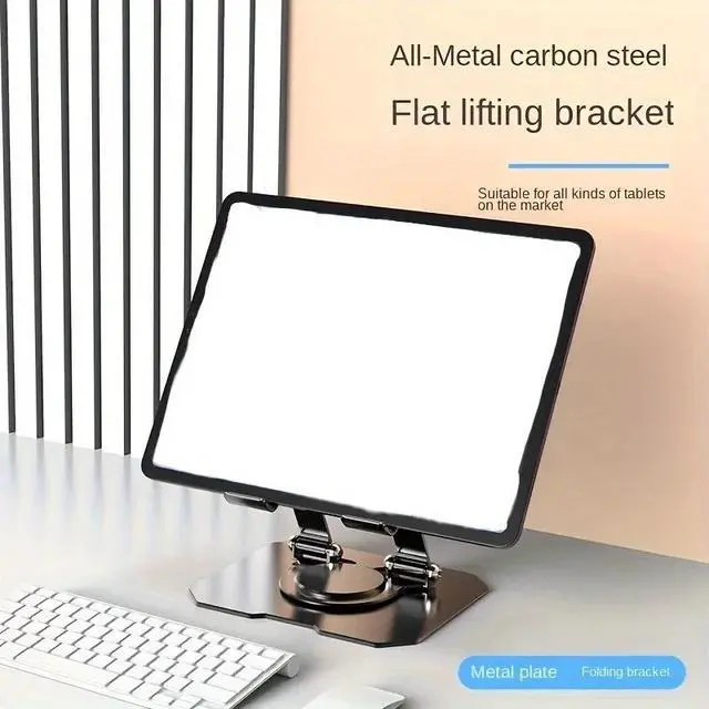 Alt view image 6 of 7 - Tablet Stand 360 Rotatable Foldable Desktop Holder Compatible With 4.7 to 12 Inch iPad Pro Air Mini Adjustable Viewing Cradle Laptop Olive TABL-ST01-Olive-AFDNR