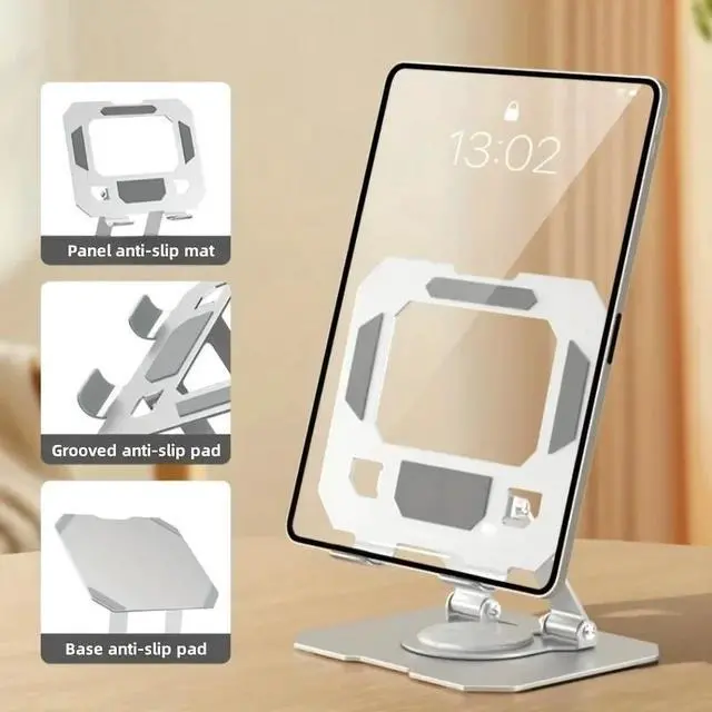 Alt view image 5 of 7 - Tablet Stand 360 Rotatable Foldable Desktop Holder Compatible With 4.7 to 12 Inch iPad Pro Air Mini Adjustable Viewing Cradle Laptop Olive TABL-ST01-Olive-AFDNR